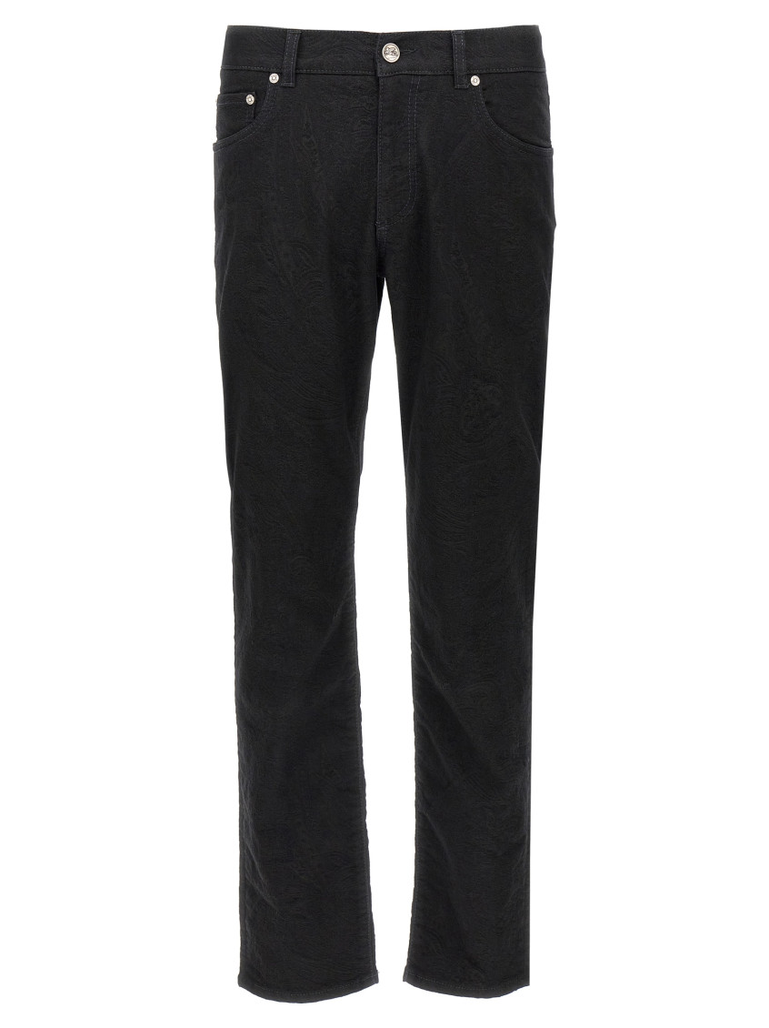 Etro Black Jacquard Jeans In Black