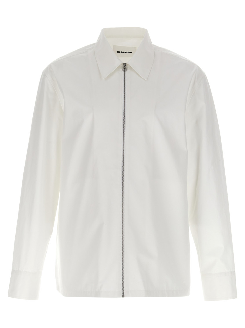 Jil Sander Zippered Shirt With Buttoned Cuffs In White