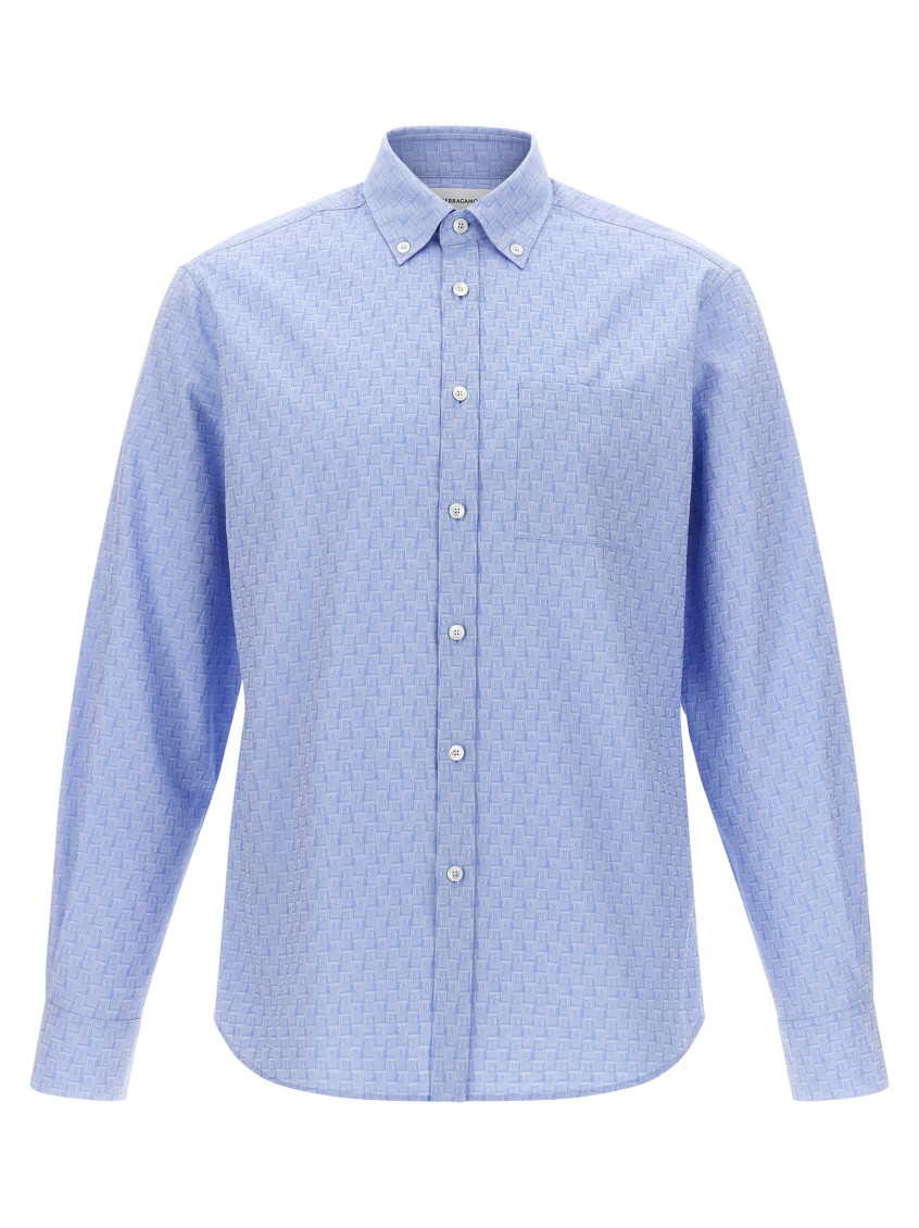 Ferragamo Gangini Shirt In Light Blue