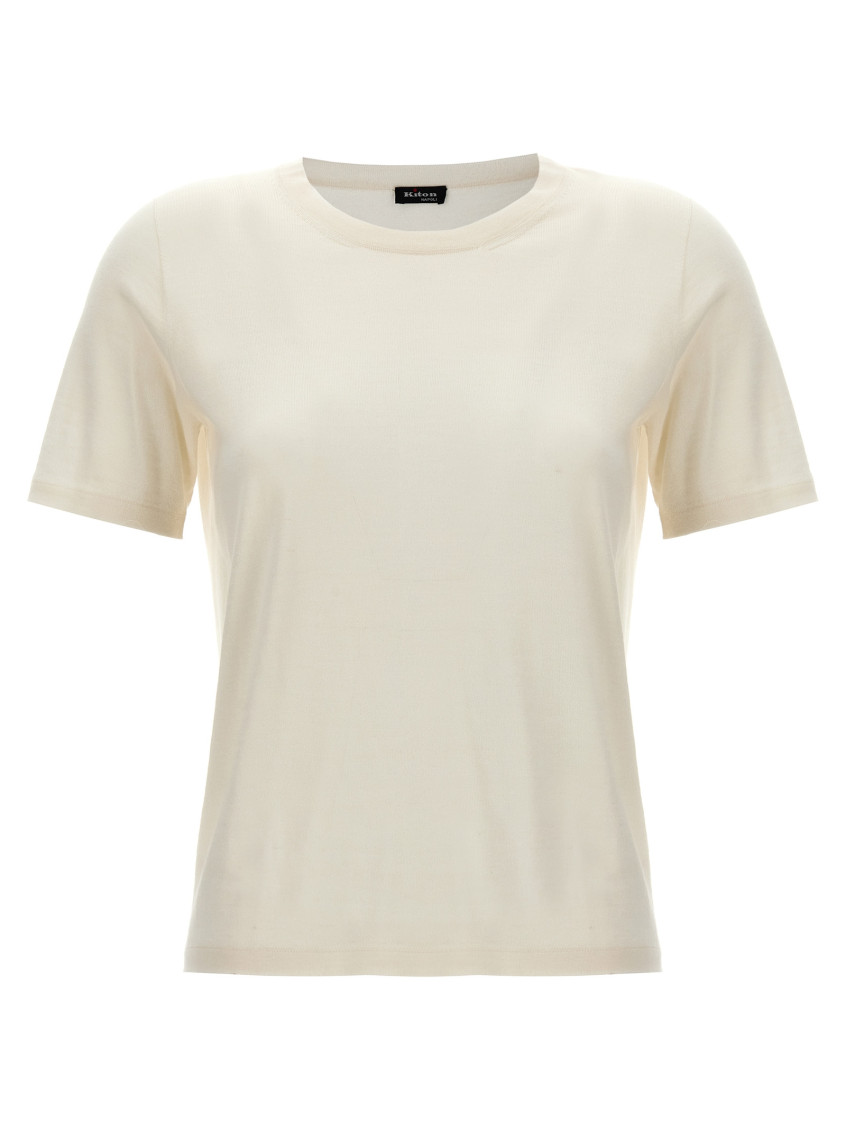 Kiton Knitted Cashmere-silk T-shirt In White