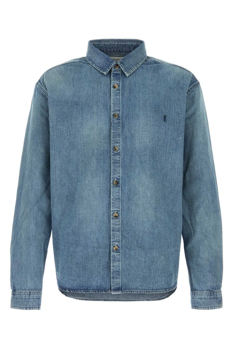 Saint Laurent Casual Shirt Cassandre Men In Blue