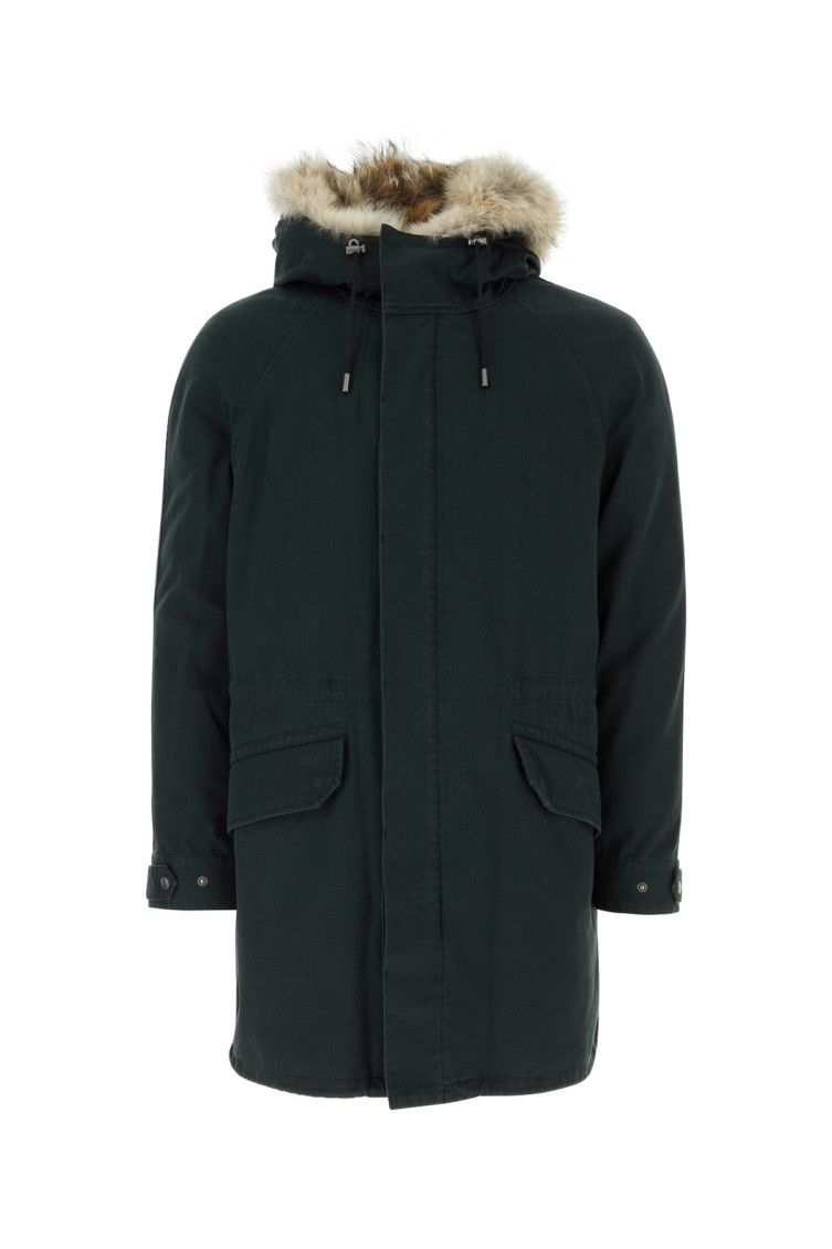 YVES SALOMON NAVY BLUE HOODED JACKET