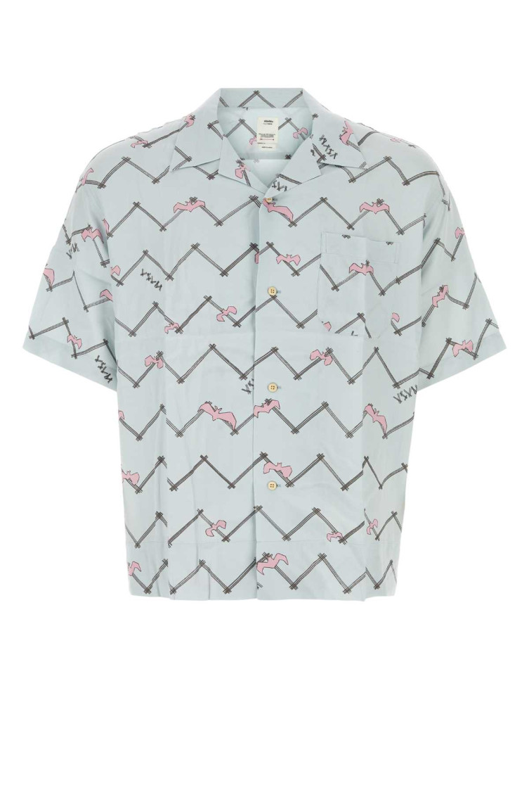 Visvim Printed Bats Rayon Copa Shirt In Light Blue