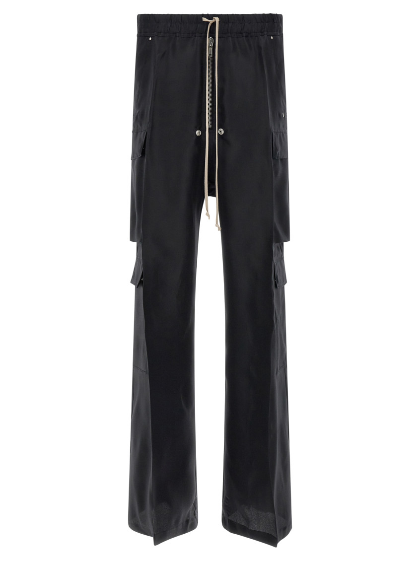 Rick Owens Wide-leg Trousers With High Waist And Utility Pockets In Black