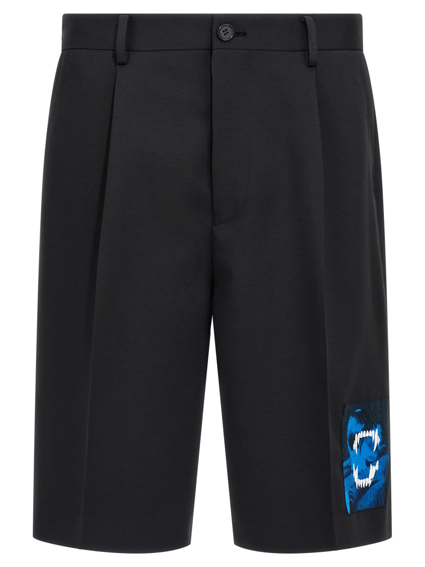 Undercover Bermuda Shorts With Back Pockets And Graphic Print In Black