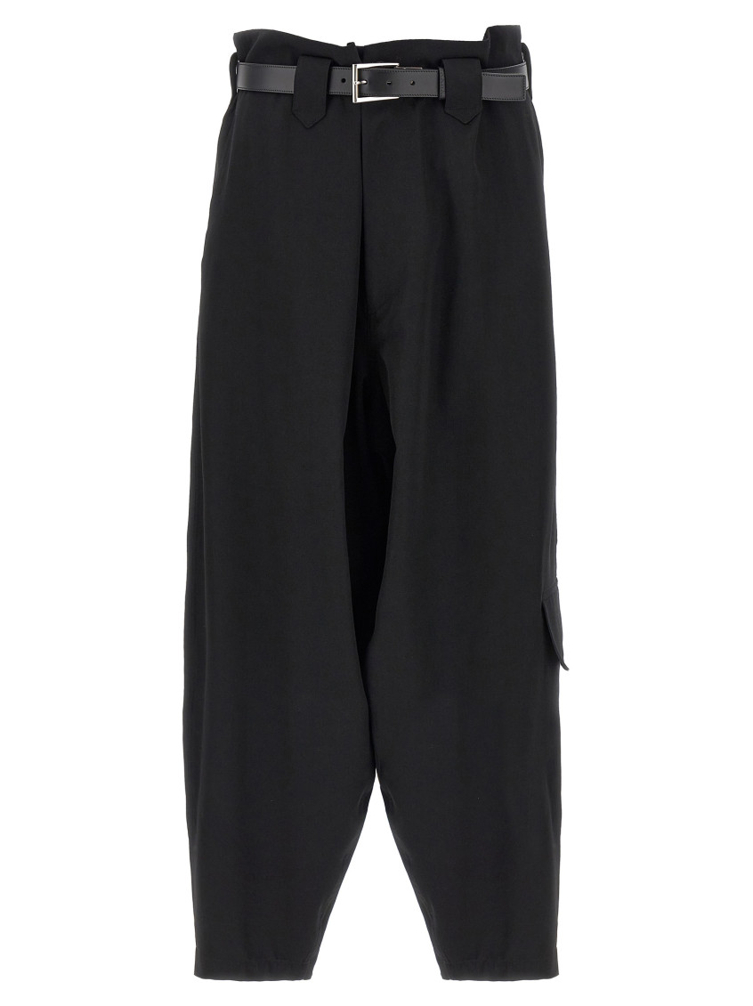 Yohji Yamamoto Utility Trousers With Pleated Design And Pockets In Black