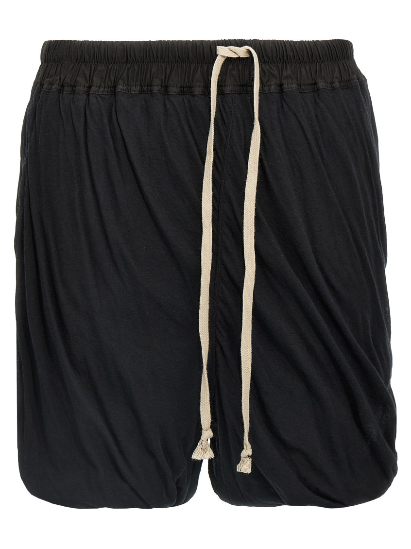Rick Owens Dbl Long Boxers Bermuda And Short Black In Black
