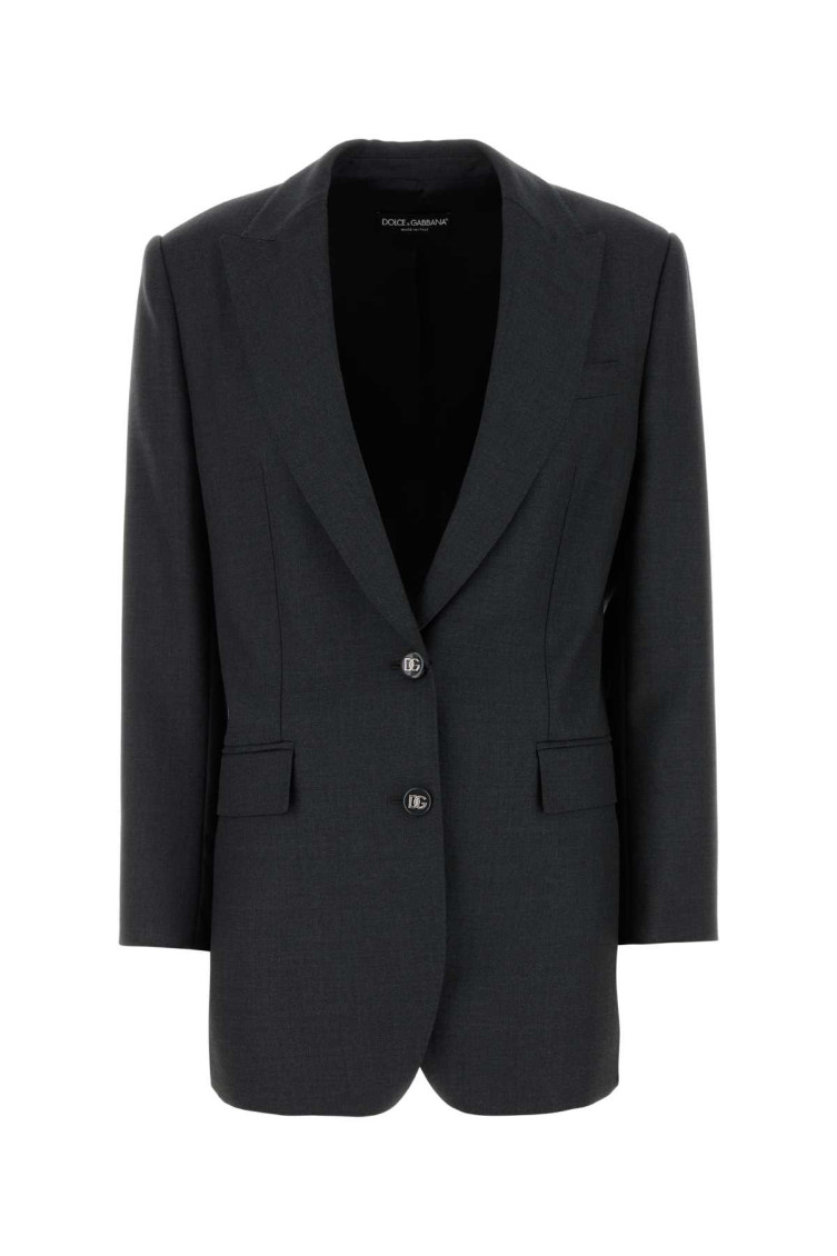 Dolce & Gabbana Dark Grey Single-breasted Blazer In Dark Grey