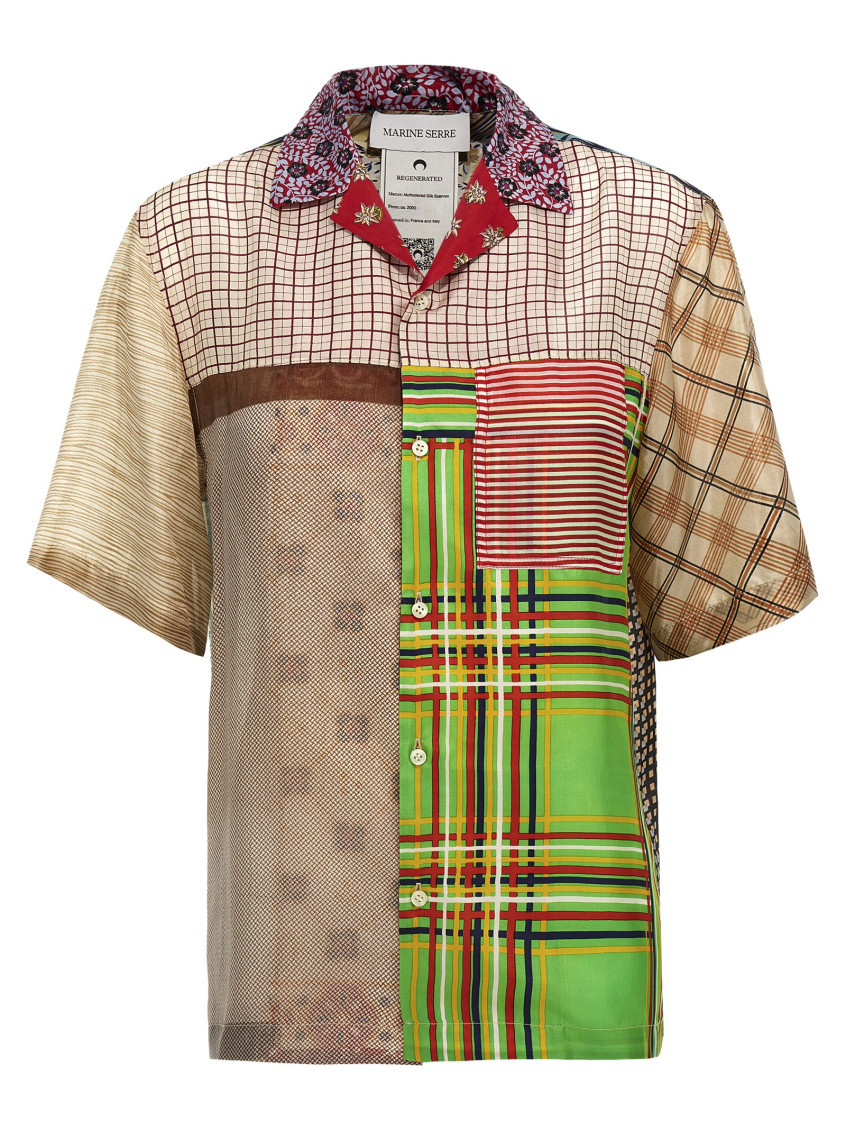 Marine Serre Regenerated Silk Scarves Bowling Shirt And Blouse Multicolor In Multicolor