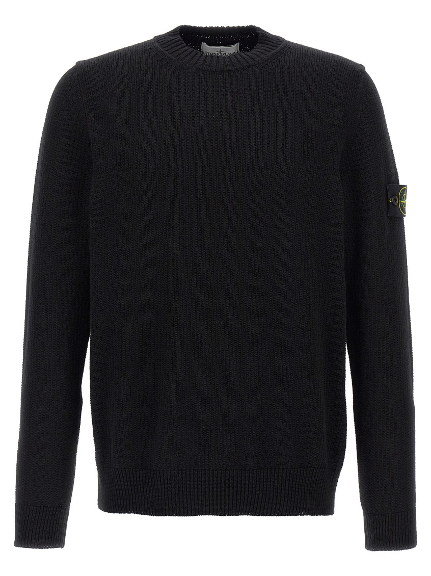 Shop Stone Island Black Logo Badge Sweater