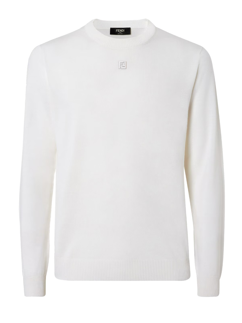 Fendi White Virgin Wool Sweater In White