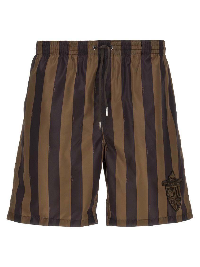 Fendi Printed Polyester Swimming Shorts In Brown