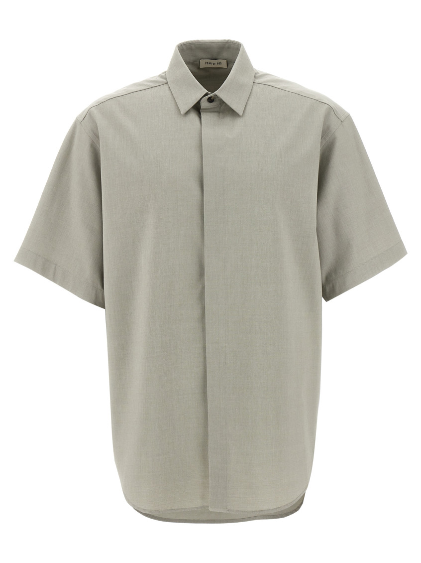 Fear Of God Tailored Shirt With Short Sleeves And Button-down Collar In Grey