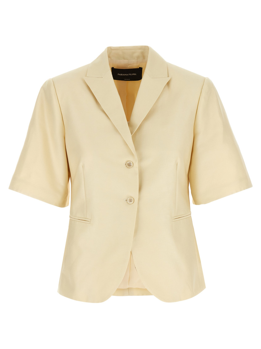 Shop Fabiana Filippi White Short Sleeve Blazer