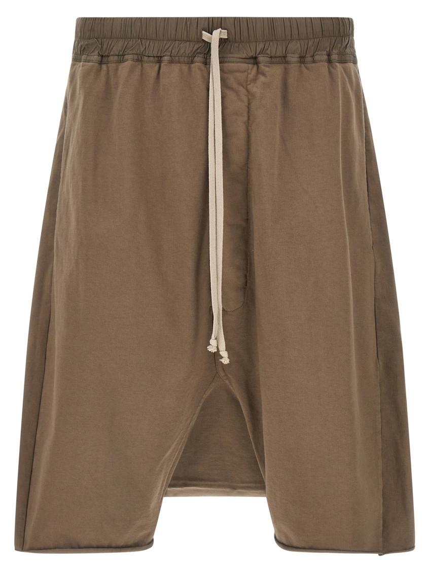 Rick Owens Brown Drawstring Pods Bermuda Shorts In Brown