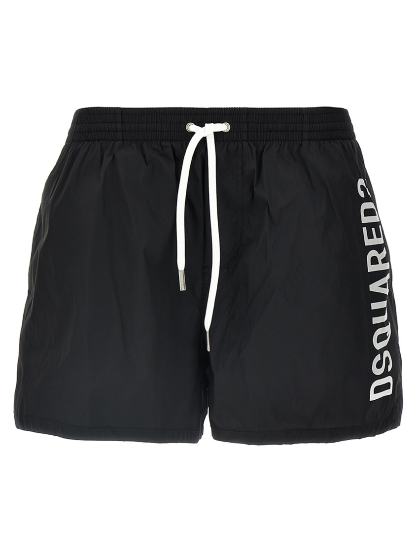 Dsquared2 Medium And Long Boxer Swimsuit In Black