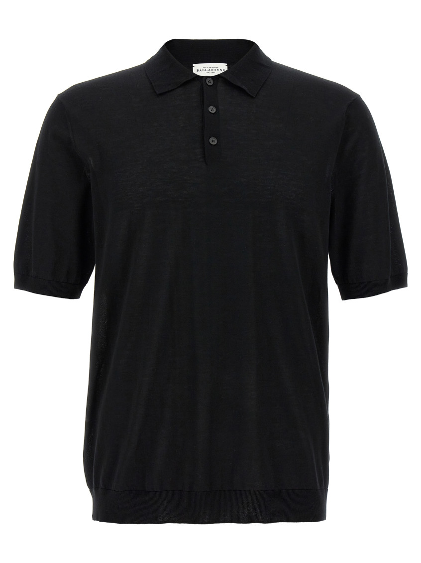 BALLANTYNE BLACK ULTRALIGHT COTTON POLO SHIRT