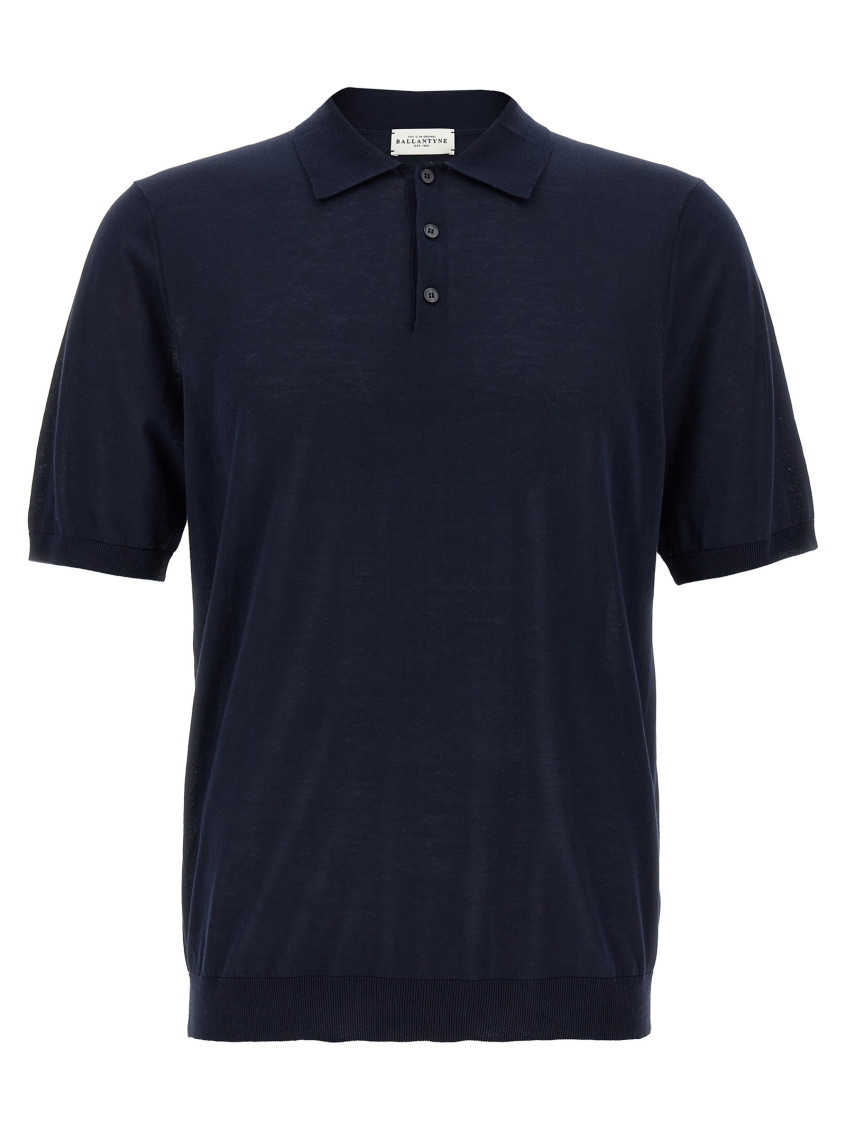 BALLANTYNE DARK BLUE ULTRALIGHT COTTON POLO SHIRT