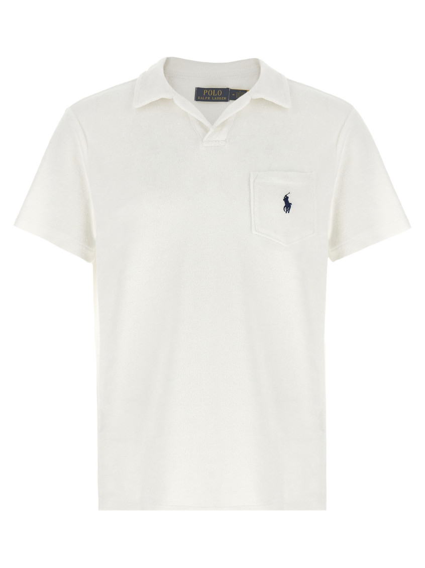 Ralph Lauren White Terry Cloth Polo Shirt In Neutral