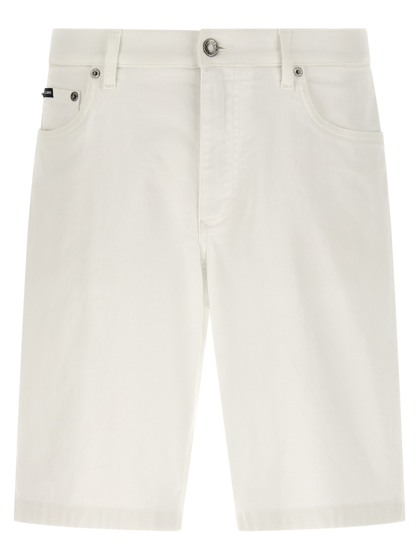 DOLCE & GABBANA WHITE FIVE-POCKET BERMUDA SHORTS