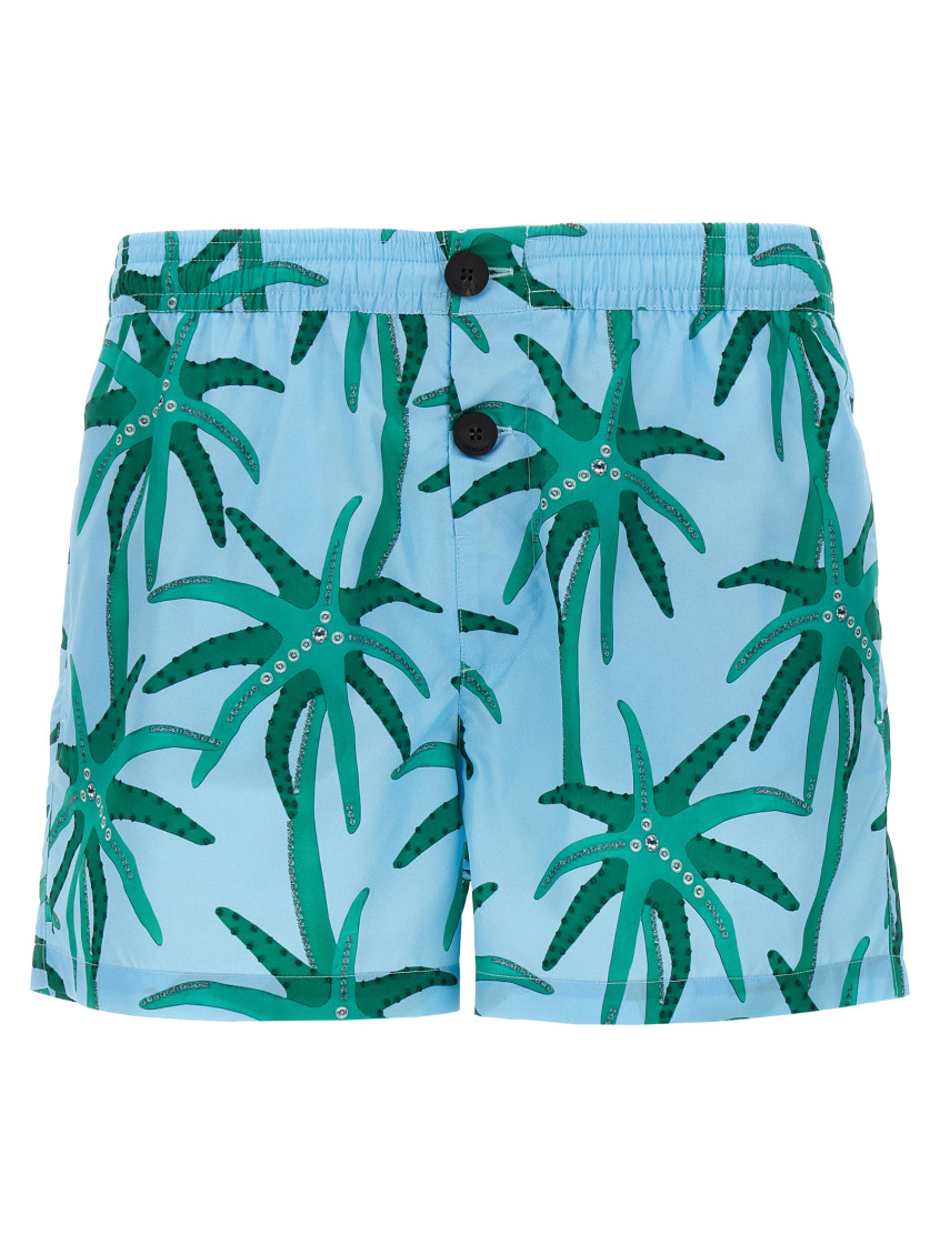 Jacquemus Le Maillot Puntini Light Blue Swimsuit With Elastic Waist And All-over Print In Tech Fabric Man In Light Blue