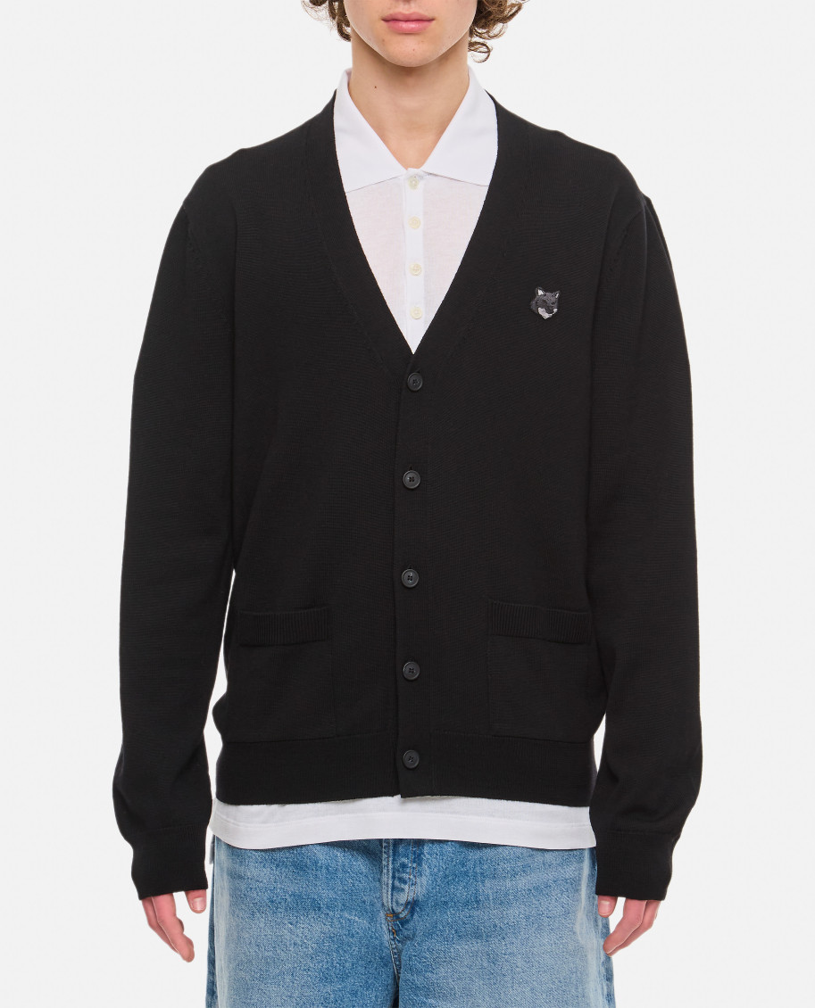 Shop Maison Kitsuné Black Logo Detail Cardigan