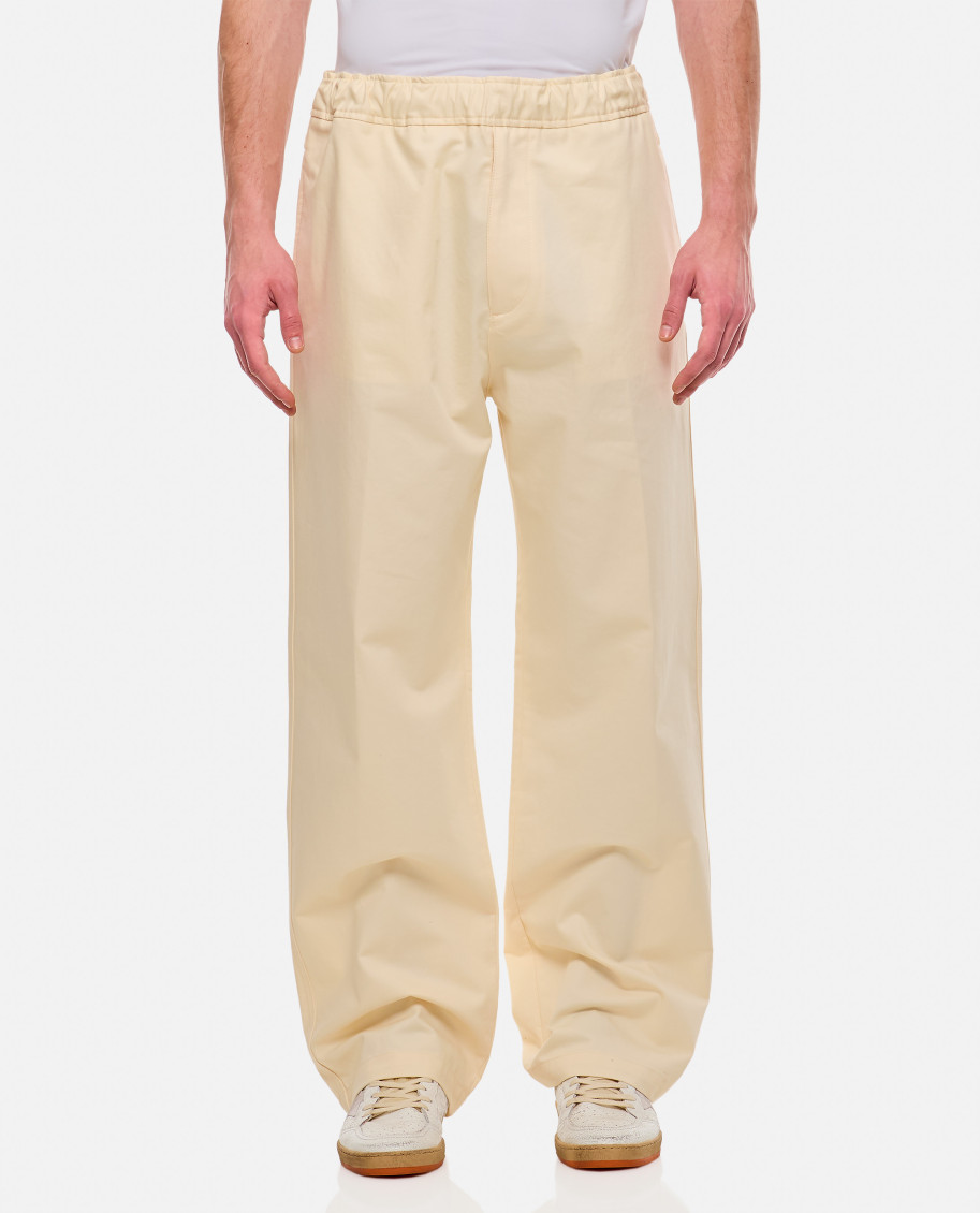 Moncler Cotton Poplin Trousers In Off White