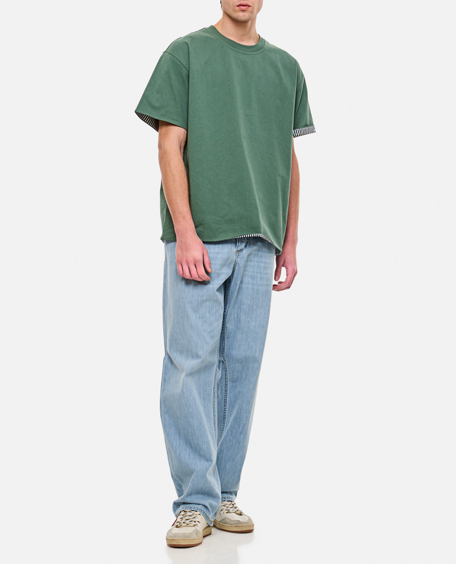 Bottega Veneta Green Double Layer T-Shirt for Men Online USA
