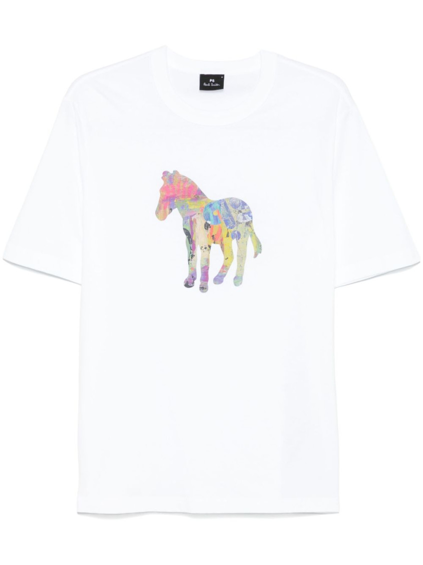 Ps By Paul Smith White Crewneck Printed T-shirt