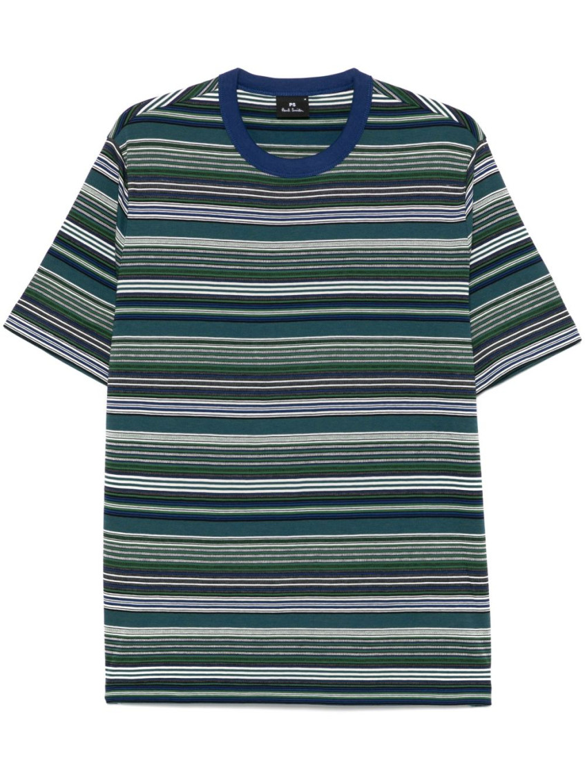 Ps By Paul Smith Grass Green Crewneck Striped T-shirt