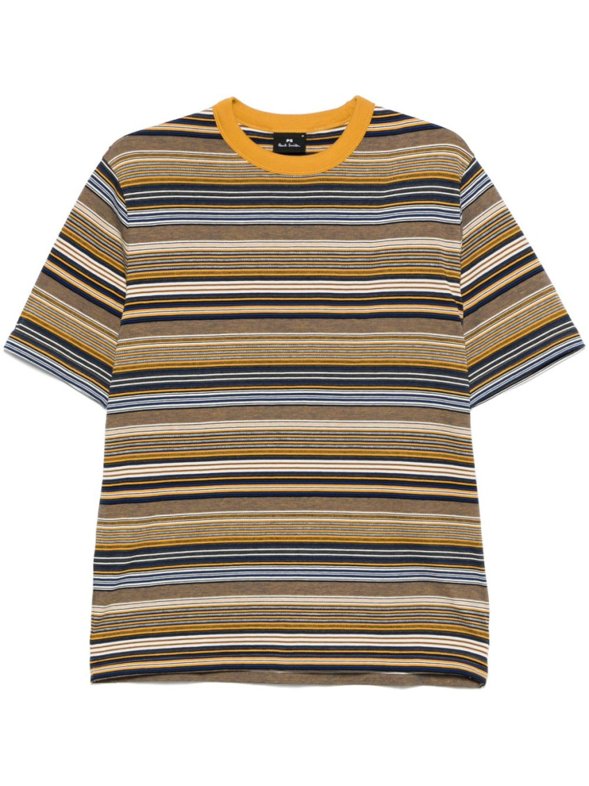 Ps By Paul Smith Brown Crewneck Striped T-shirt