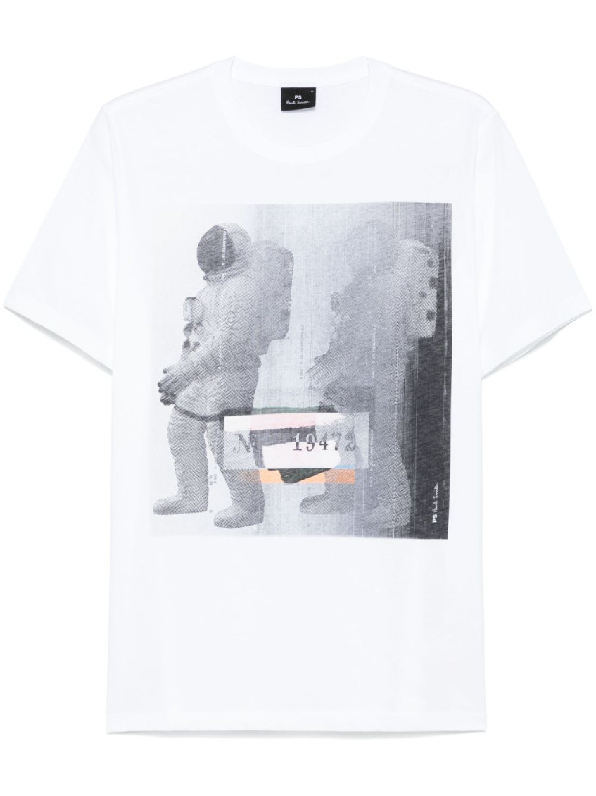 Ps By Paul Smith White Crewneck Printed T-shirt