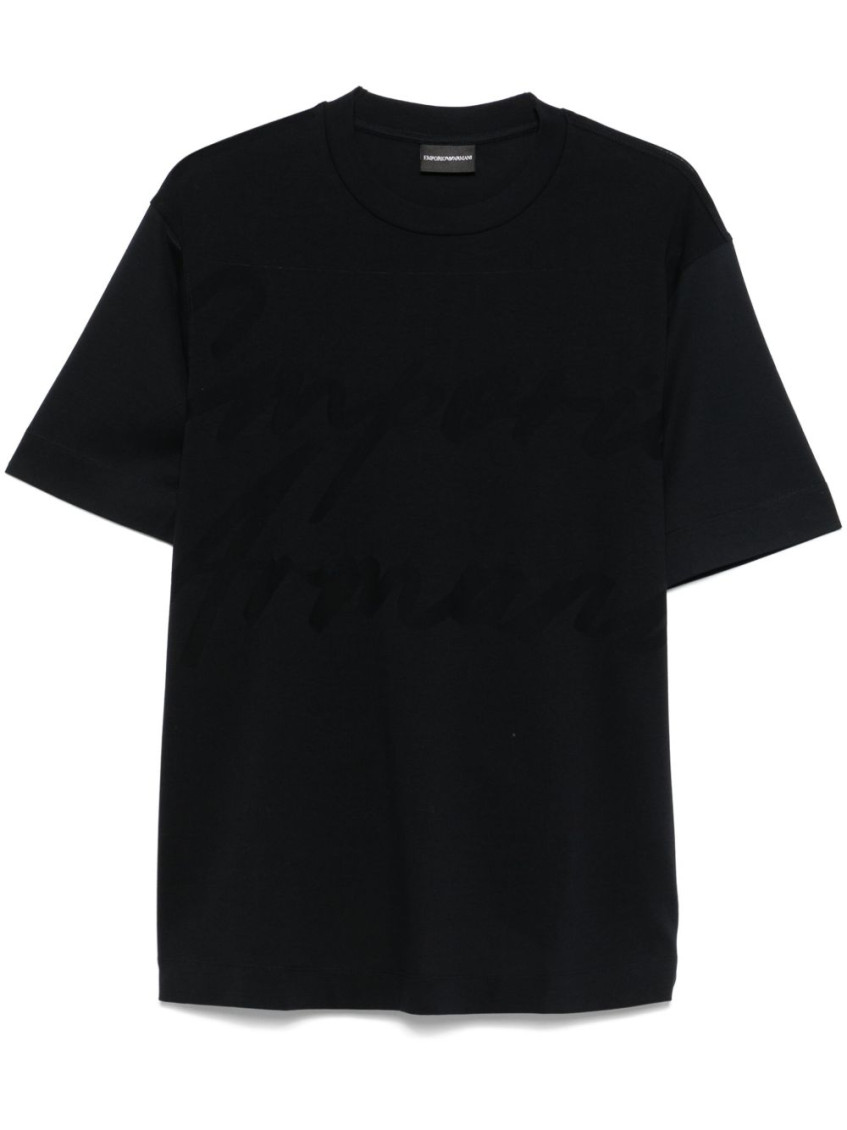 Emporio Armani Black Crewneck Logo Jacquard T-shirt