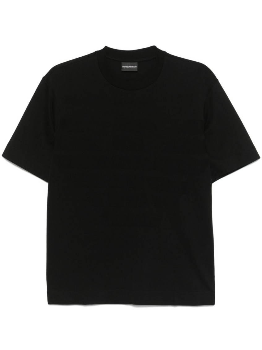 Emporio Armani Black Crewneck Logo Jacquard T-shirt