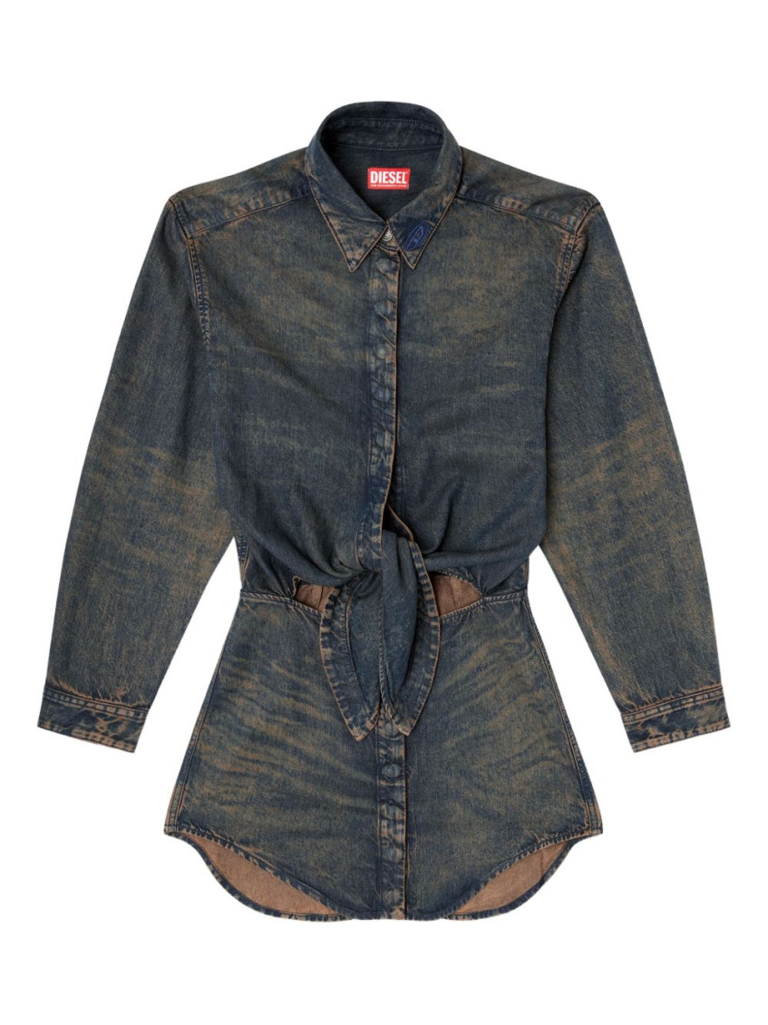 Diesel Navy Blue Mini Dress In Black