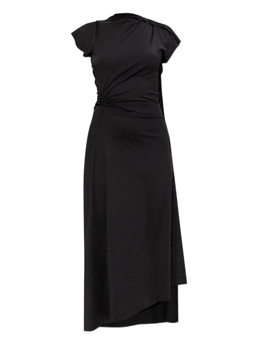 Shop Victoria Beckham Black Asymmetrical Draped Dress