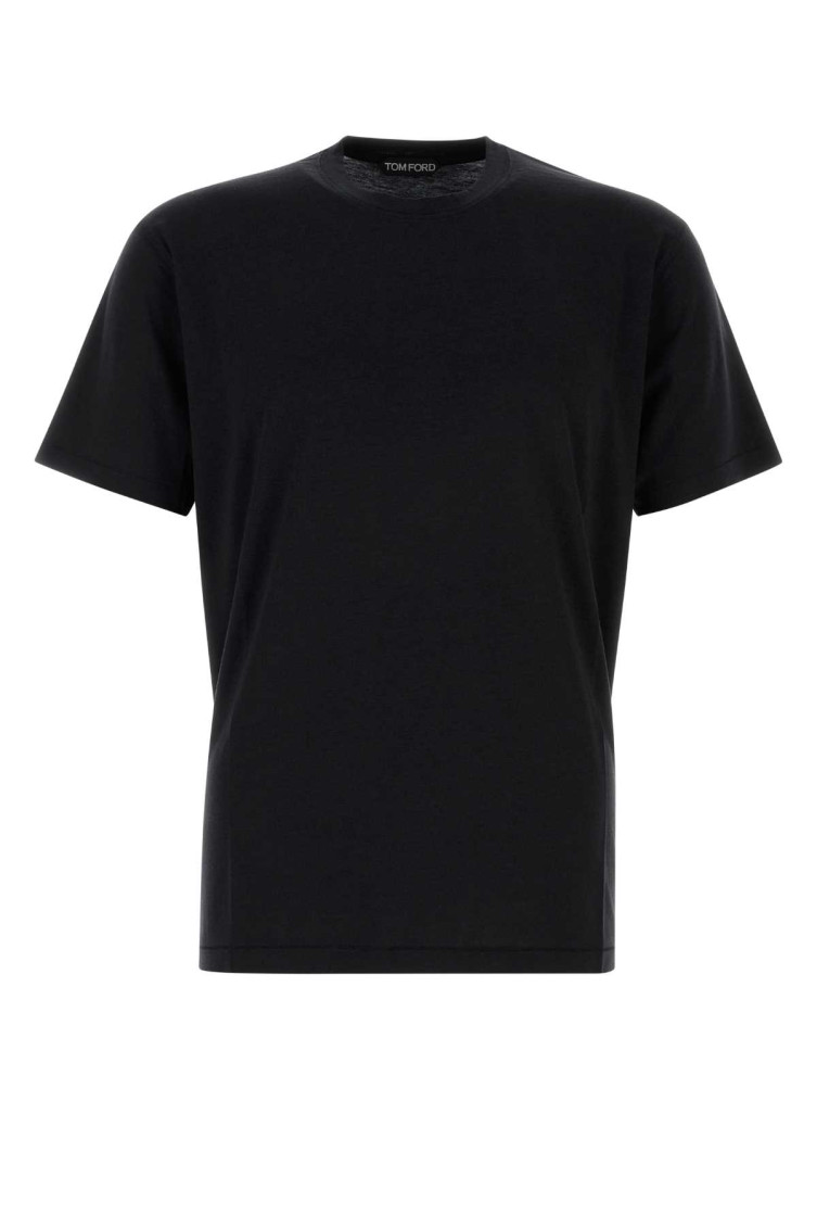 Tom Ford Black Stretch Cotton Crew Neck T-shirt