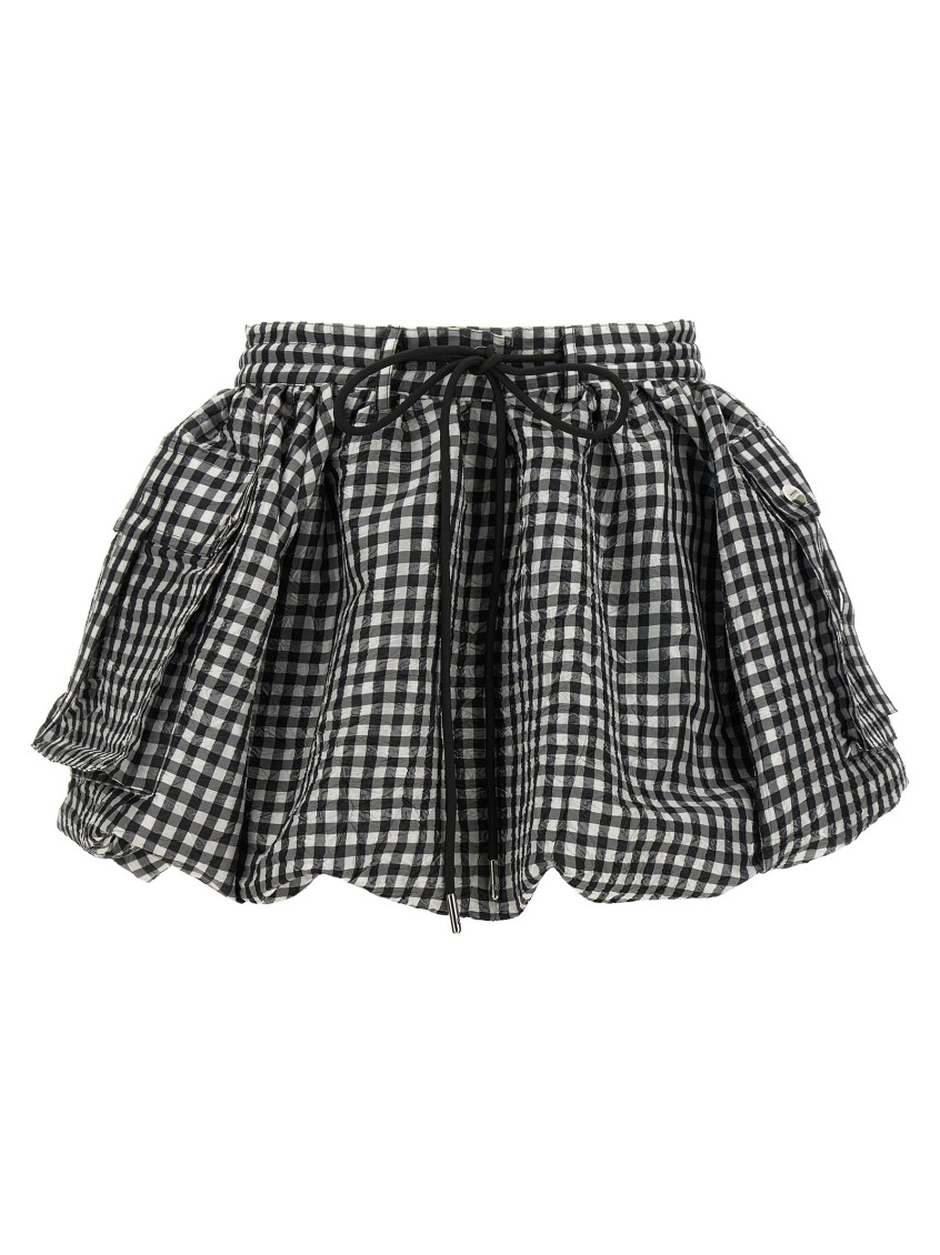 Ganni Vichy Pattern Balloon Miniskirt In Multi