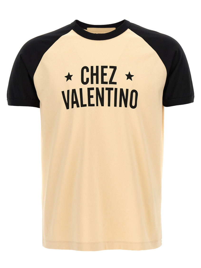 Valentino Sleeve Contrast Graphic Print Crew Neck In Neutral