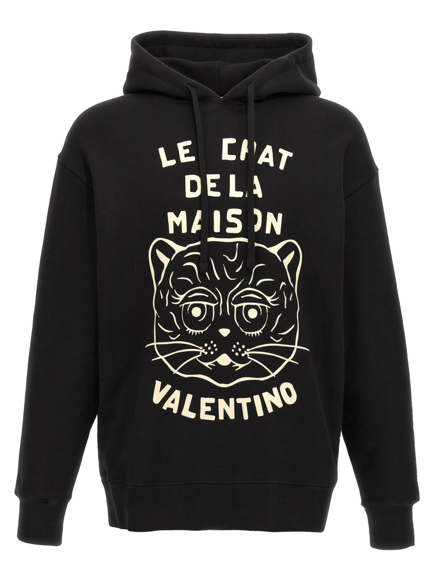 Valentino Garavani Sweatshirt With Le Chat De La Maison Patch In Black