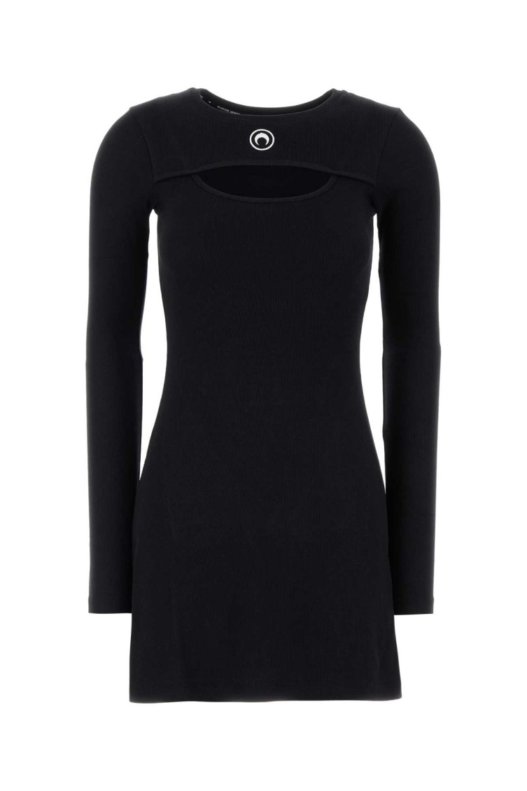 Marine Serre Crescent Moon-embroidered Mini Dress In Black