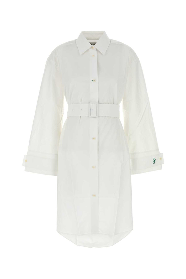 Jw Anderson Abito Chemisier In Popeline Bianco Donna