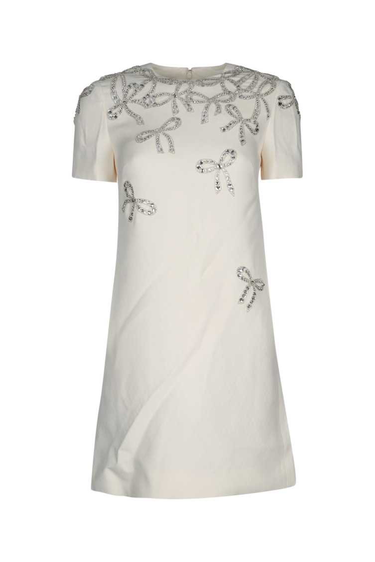 Valentino Crepe Couture Embroidered Minidress
