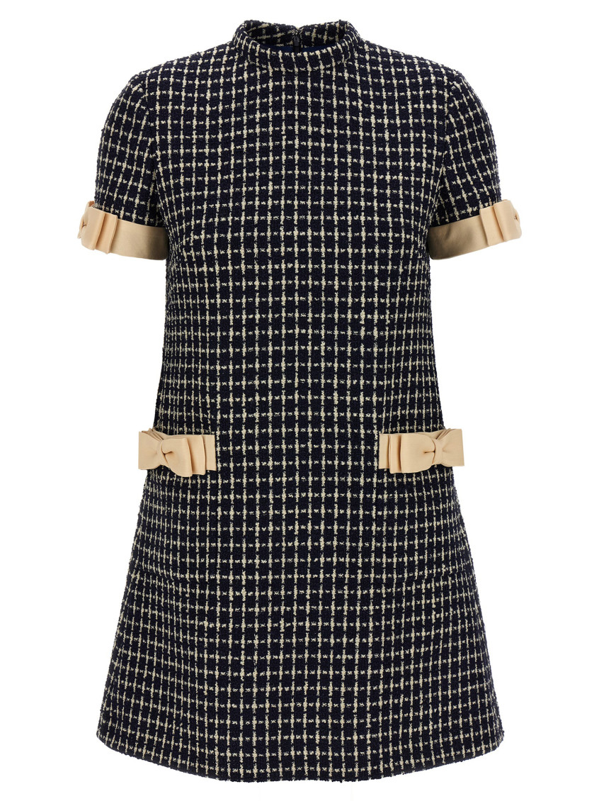 Valentino Bow-embellished Boucle Mini Dress