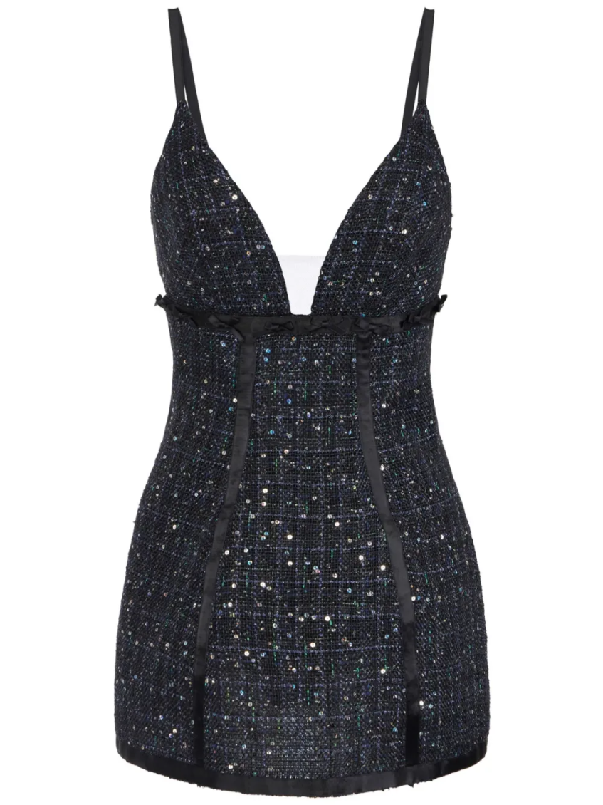 Elisabetta Franchi Sequin-embellished Tweed Mini Dress