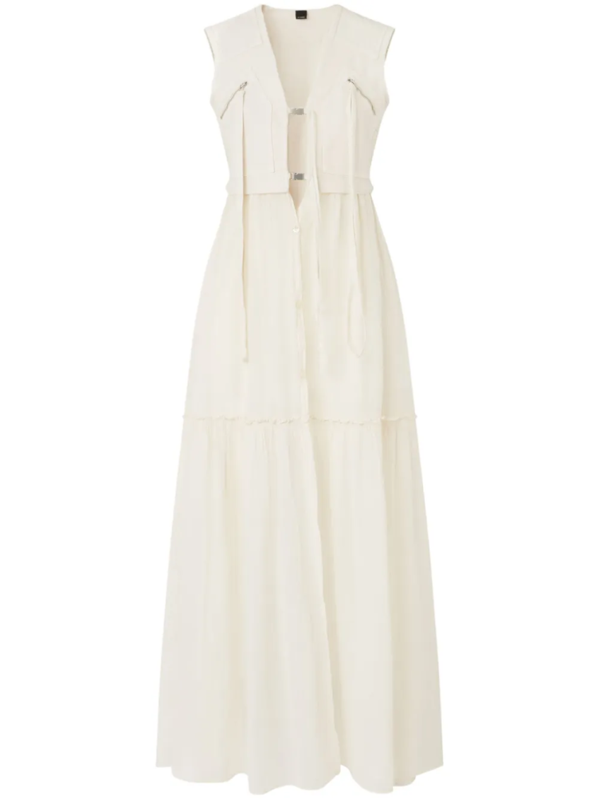 Pinko Robe Longue En Coton Avec Gilet Sans Manches Utilitaire