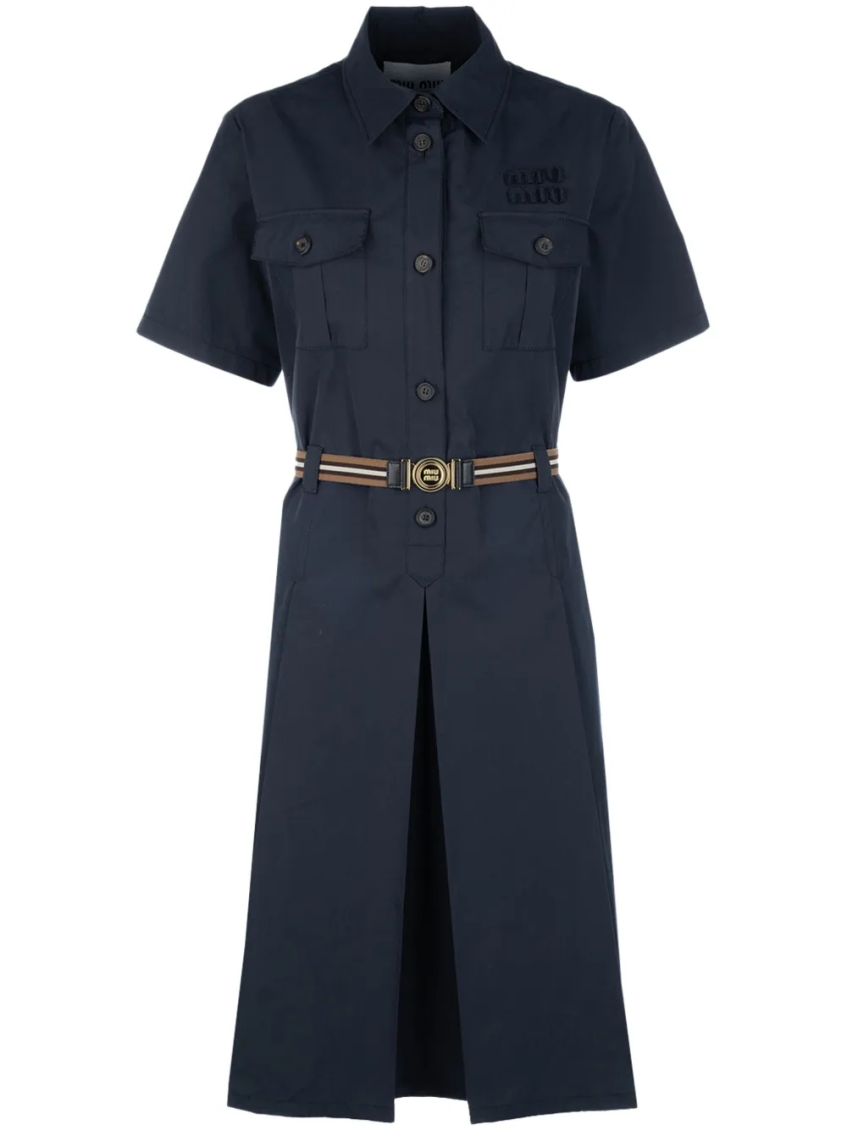 Miu Miu Mc Panama Night Blue Dress With Pockets