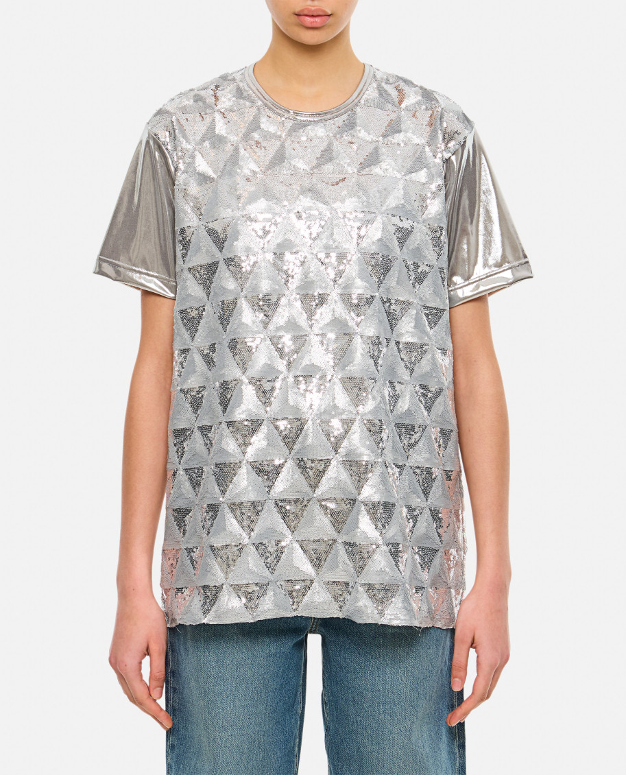 Junya Watanabe Geometric Sequin-embellished Crew-neck T-shirt