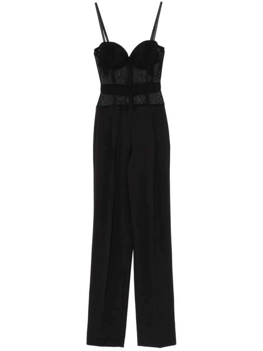 Elisabetta Franchi High-waisted Tailored Pants With Sheer Waistband Detail