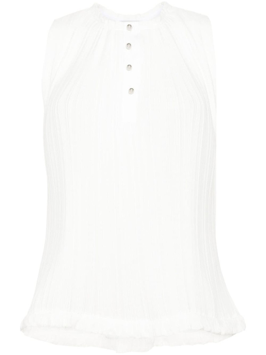 Lanvin Buttoned Crepe De Chine Sleeveless Top